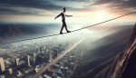 Photo of a tightrope walker maintaining balance, representing the balance of discipline in life